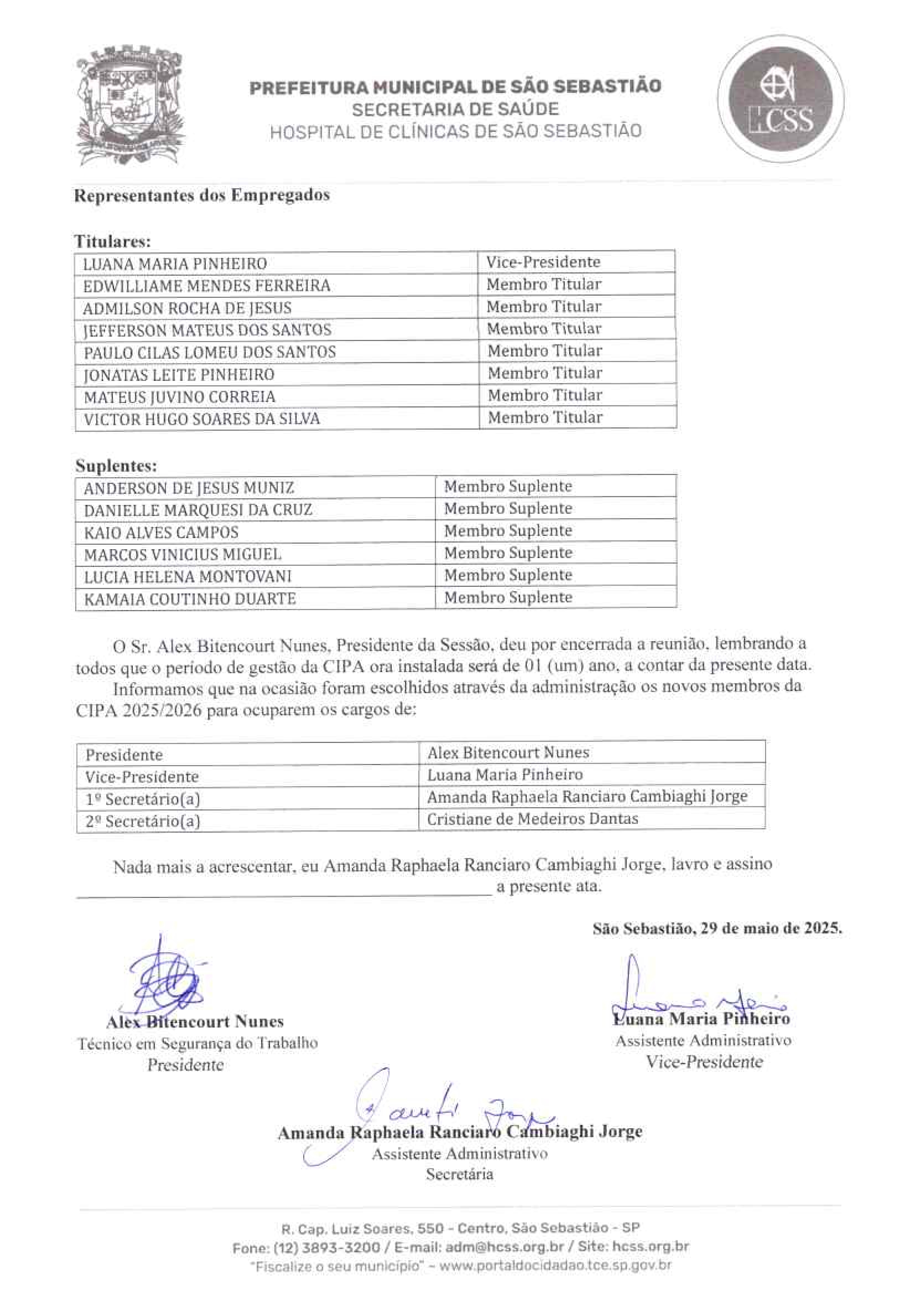 Ata de Instalação e Posse da CIPA Página 2